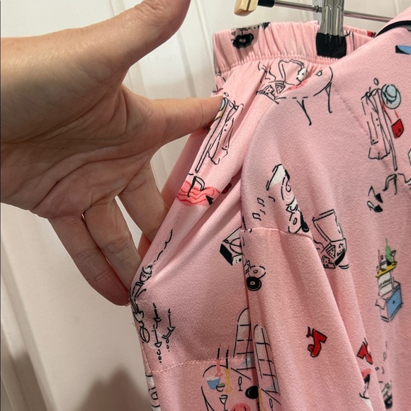 Kate Spade Pink Pajama Set with Black Trim - Picture 5 of 6